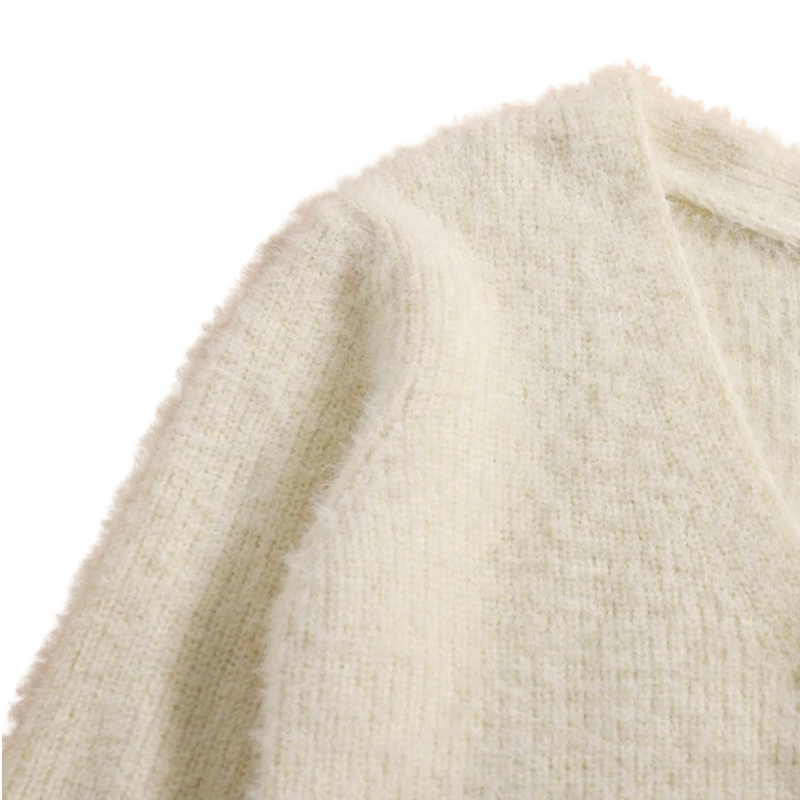 Fuzzy Ivory “Ki” sweater