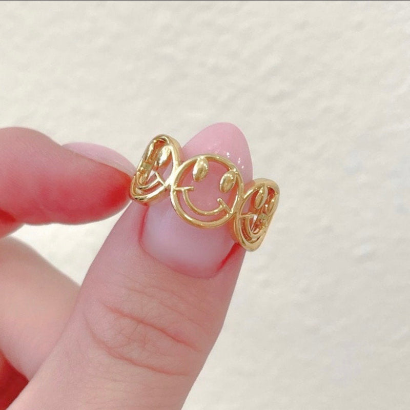 SMILEY FACE 18K GOLD PLATED RING