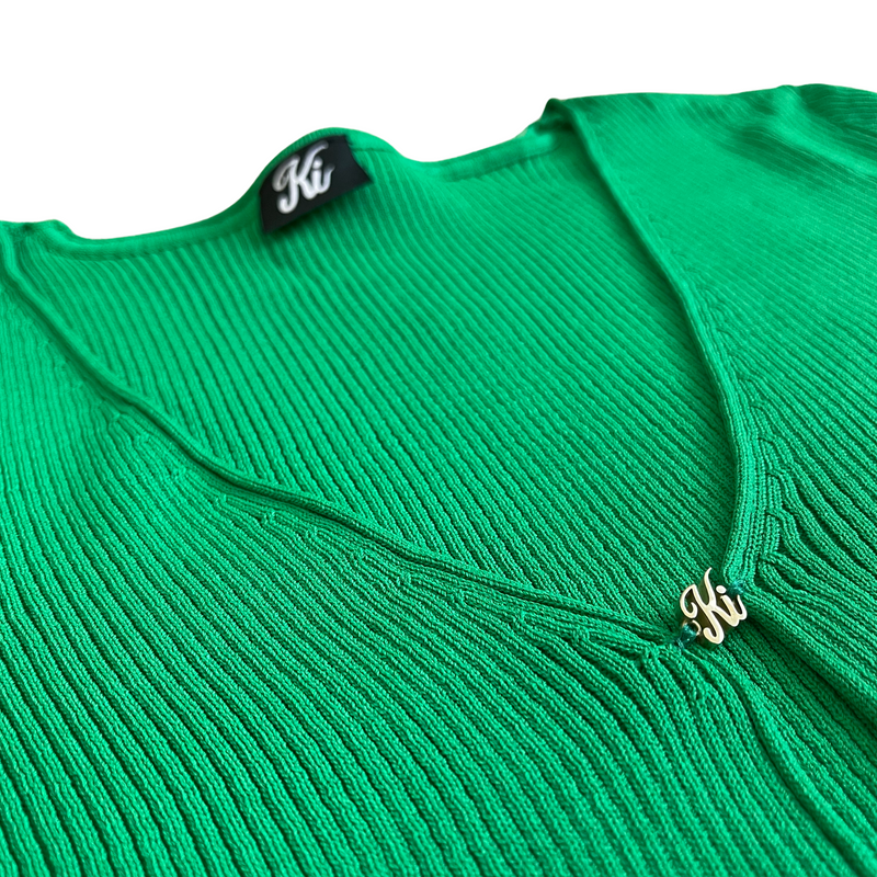 Ribbed Green “Ki” Cardi