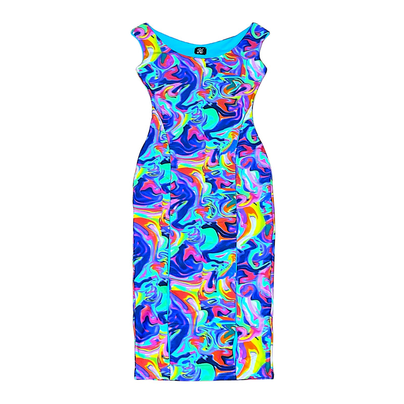 "Marina" Multicolor Swirl Print Dress